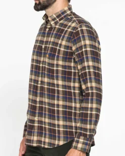 CARRERA - CAMICIA SCOZZESE IN FLANELLA LEGGERA CON PREGIATO FILATO MELANGE