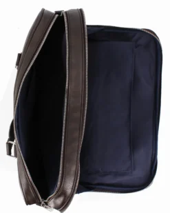 CARRERA - Cartella marrone da ufficio con due scomparti principali e tasca interna porta pc/tablet, tracolla removibile