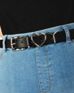 CARRERA - Cinta da donna nera con cuore in metallo