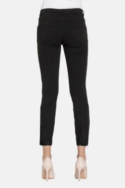 CARRERA - DONNA LEGGINGS JEANS NERO SUPER STRETCH CON ZIP ALLA CAVIGLIA- CAPRI