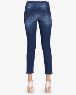 CARRERA - DONNA LEGGINGS JEANS DENIM SUPER STRETCH CON ZIP ALLA CAVIGLIA- CAPRI