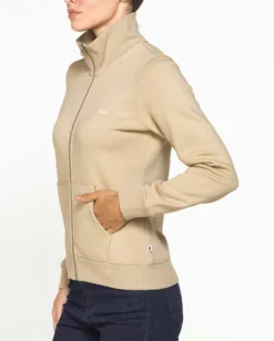 CARRERA - FELPA BEIGE FULL ZIP COLLO ALTO IN TESSUTO FELPATO