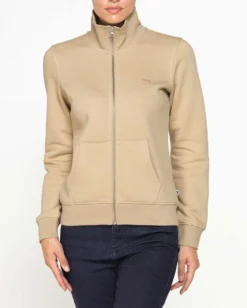 CARRERA - FELPA BEIGE FULL ZIP COLLO ALTO IN TESSUTO FELPATO