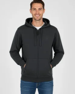 CARRERA - FELPA CON ZIP INTERA E CAPPUCCIO GRIGIO SCURO DA UOMO