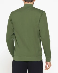 CARRERA - FELPA FULL ZIP VERDE MILITARE IN PIQUET DA UOMO
