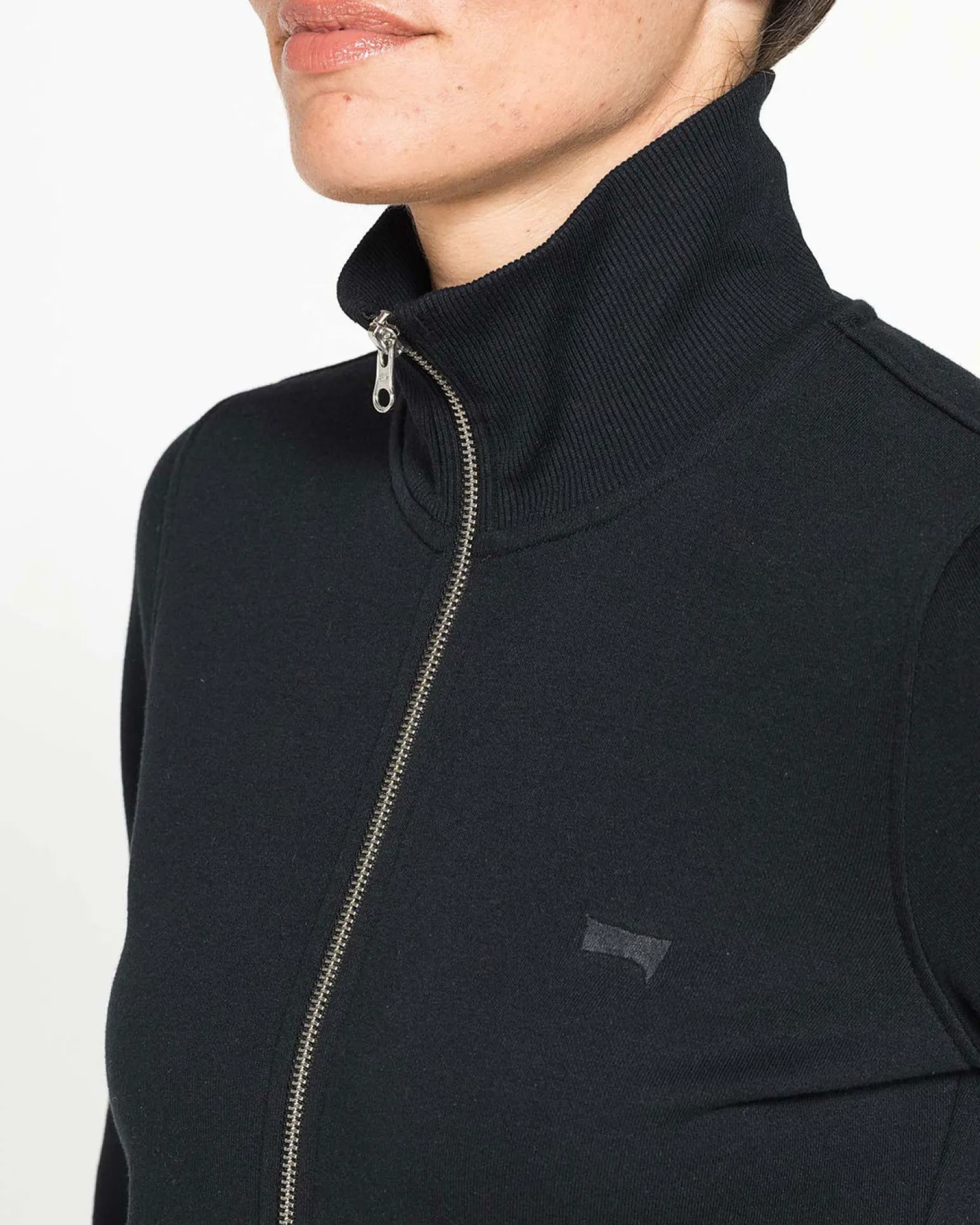 CARRERA - FELPA NERA FULL ZIP COLLO ALTO IN TESSUTO FELPATO