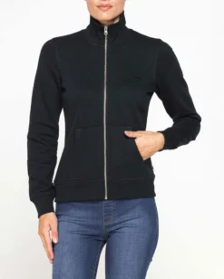 CARRERA - FELPA NERA FULL ZIP COLLO ALTO IN TESSUTO FELPATO