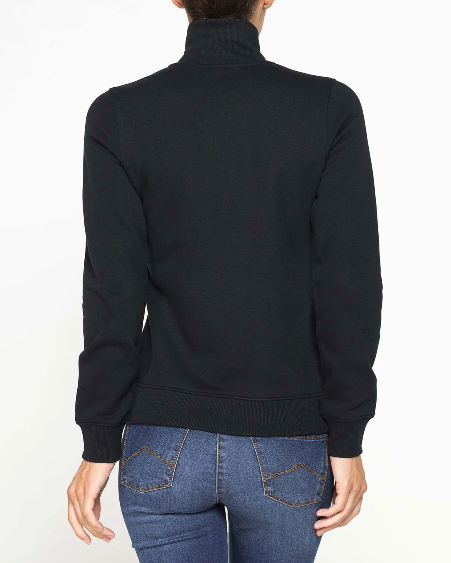 CARRERA - FELPA NERA FULL ZIP COLLO ALTO IN TESSUTO FELPATO