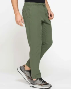 CARRERA - Pantalone in ripstop con coulisse in vita verde militare da uomo