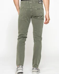 CARRERA - PANTALONE VERDE DA UOMO IN BULL DENIM SLIM FIT CON TINUTRA OLD