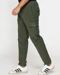 CARRERA - PANTALONE VERDE MILITARE DA UOMO IN FUSTRAGNO STRETCH