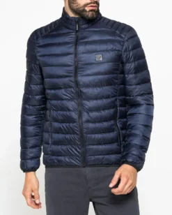 CARRERA - PIUMINO UOMO BLU ULTRALEGGERO IN RIPSTOP COLLO COREANO