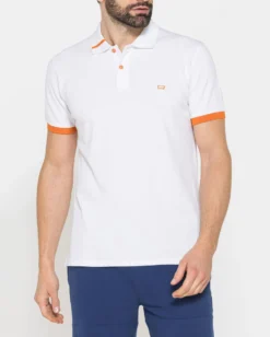 CARRERA - Polo manica corta in piquet elasticizzato bianco