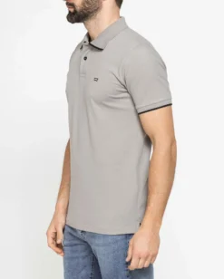 CARRERA - Polo manica corta in piquet elasticizzato grigio chiaro