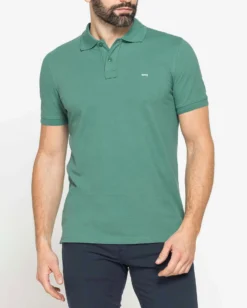 CARRERA - Polo manica corta in piquet di cotone organico verde salvia