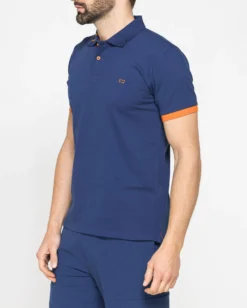 CARRERA - Polo manica corta in piquet elasticizzato blu