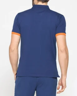 CARRERA - Polo manica corta in piquet elasticizzato blu