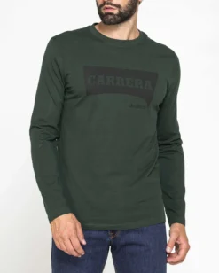 CARRERA - T-SHIRT VERDE GIROCOLLO MANICA LUNGA DA UOMO