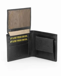 CHARRO - Portafoglio nero da uomo in VERA PELLE con ribaltina interna