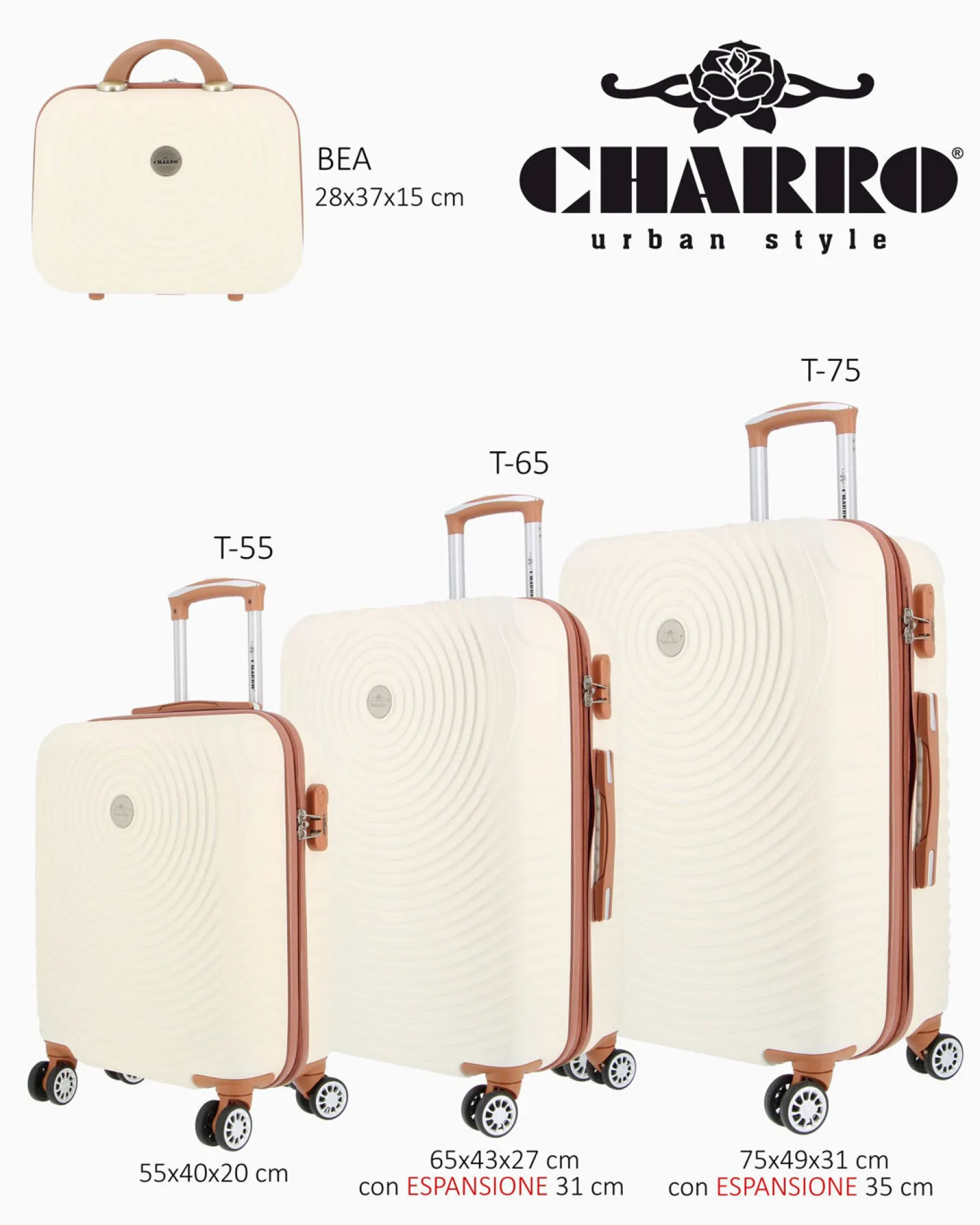 CHARRO - TROLLEY BEIGE 4 RUOTE IN ABS