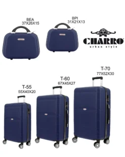 CHARRO- Trolley in ABS a righe orizzontali con 4 ruote doppie