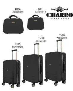 CHARRO - TROLLEY IN ABS A RIGHE ORIZZONTALI CON 4 RUOTE DOPPIE
