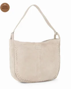 CHESTER POLO ACADEMY - Borsa a spalla beige scamosciata in VERA PELLE