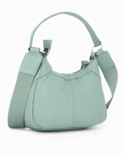 CHESTER POLO ACADEMY - Minibag verde acqua in VERA PELLE con tracolla nastro loggata