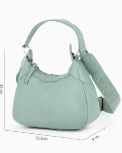 CHESTER POLO ACADEMY - Minibag verde acqua in VERA PELLE con tracolla nastro loggata