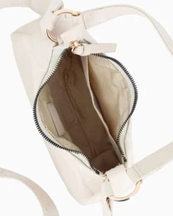 CHESTER POLO ACADEMY - Minibag latte in VERA PELLE con tracolla nastro loggata