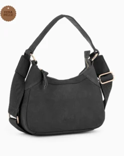 CHESTER POLO ACADEMY - Minibag nera scamosciata in VERA PELLE con tracolla nastro loggata