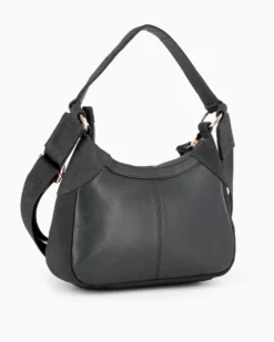 CHESTER POLO ACADEMY - Minibag nera scamosciata in VERA PELLE con tracolla nastro loggata