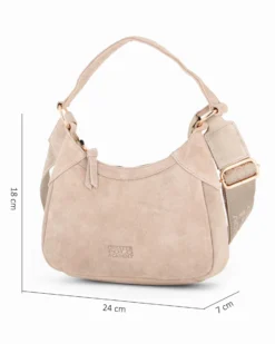 CHESTER POLO ACADEMY - Minibag beige scamosciata in VERA PELLE con tracolla nastro loggata