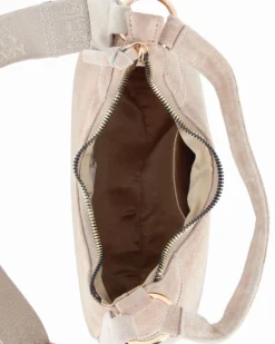 CHESTER POLO ACADEMY - Minibag beige scamosciata in VERA PELLE con tracolla nastro loggata