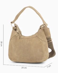 CHESTER POLO ACADEMY - Minibag cappuccino scamosciata in VERA PELLE con tracolla nastro loggata