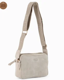 CHESTER POLO ACADEMY - Tracolla beige scamosciata in VERA PELLE con due scomparti principali