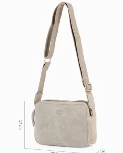 CHESTER POLO ACADEMY - Tracolla beige scamosciata in VERA PELLE con due scomparti principali