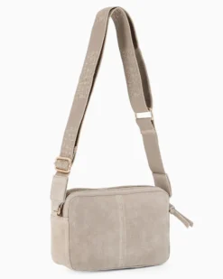 CHESTER POLO ACADEMY - Tracolla beige scamosciata in VERA PELLE con due scomparti principali