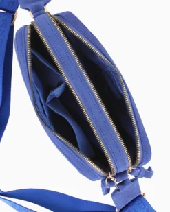 CHESTER POLO ACADEMY - Tracolla bluette scamosciata in VERA PELLE con due scomparti principali