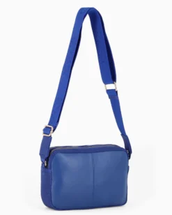 CHESTER POLO ACADEMY - Tracolla bluette scamosciata in VERA PELLE con due scomparti principali