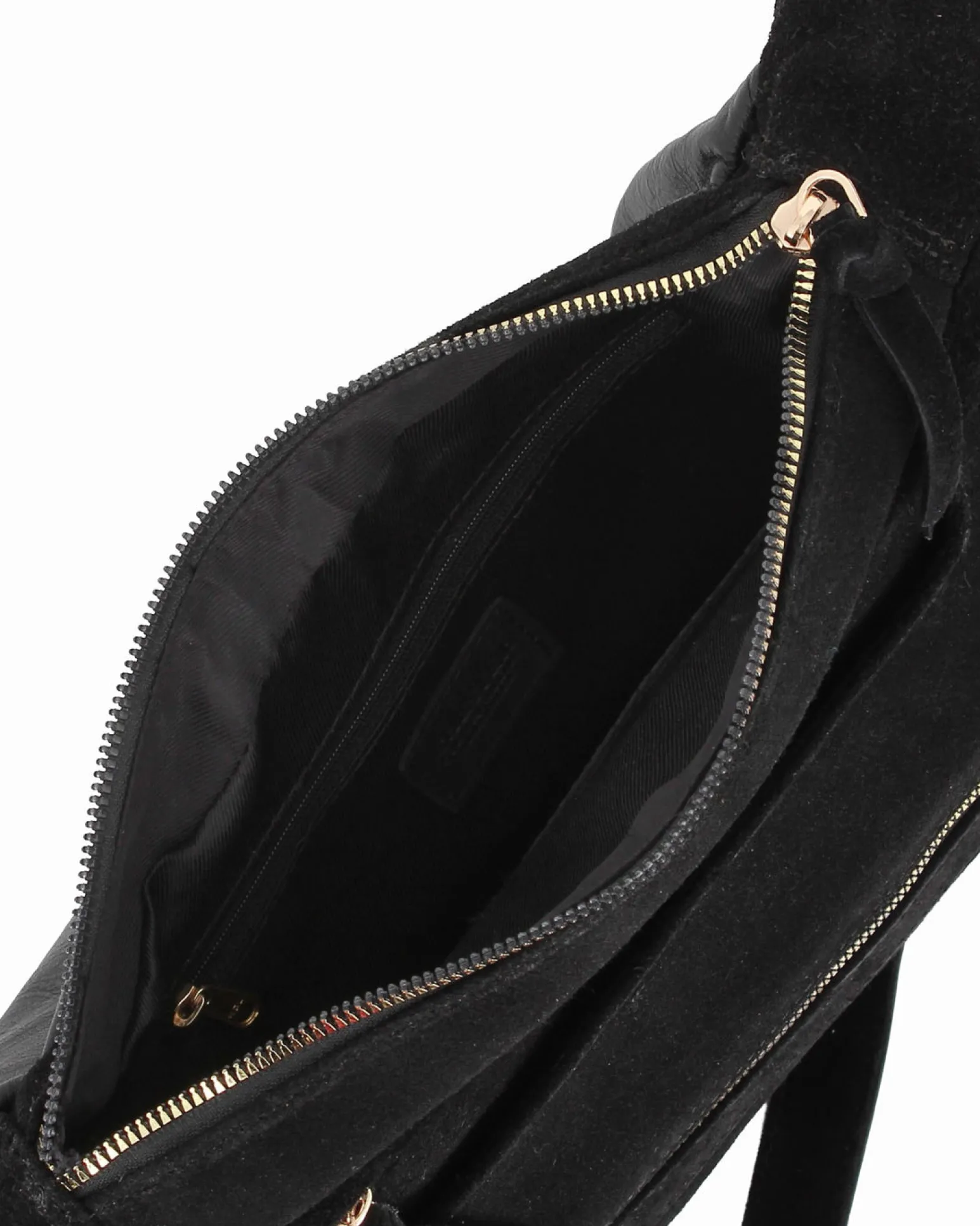 CHESTER POLO ACADEMY - Tracolla nera scamosciata in VERA PELLE con tre tasche frontali