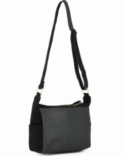 CHESTER POLO ACADEMY - Tracolla nera scamosciata in VERA PELLE con tre tasche frontali