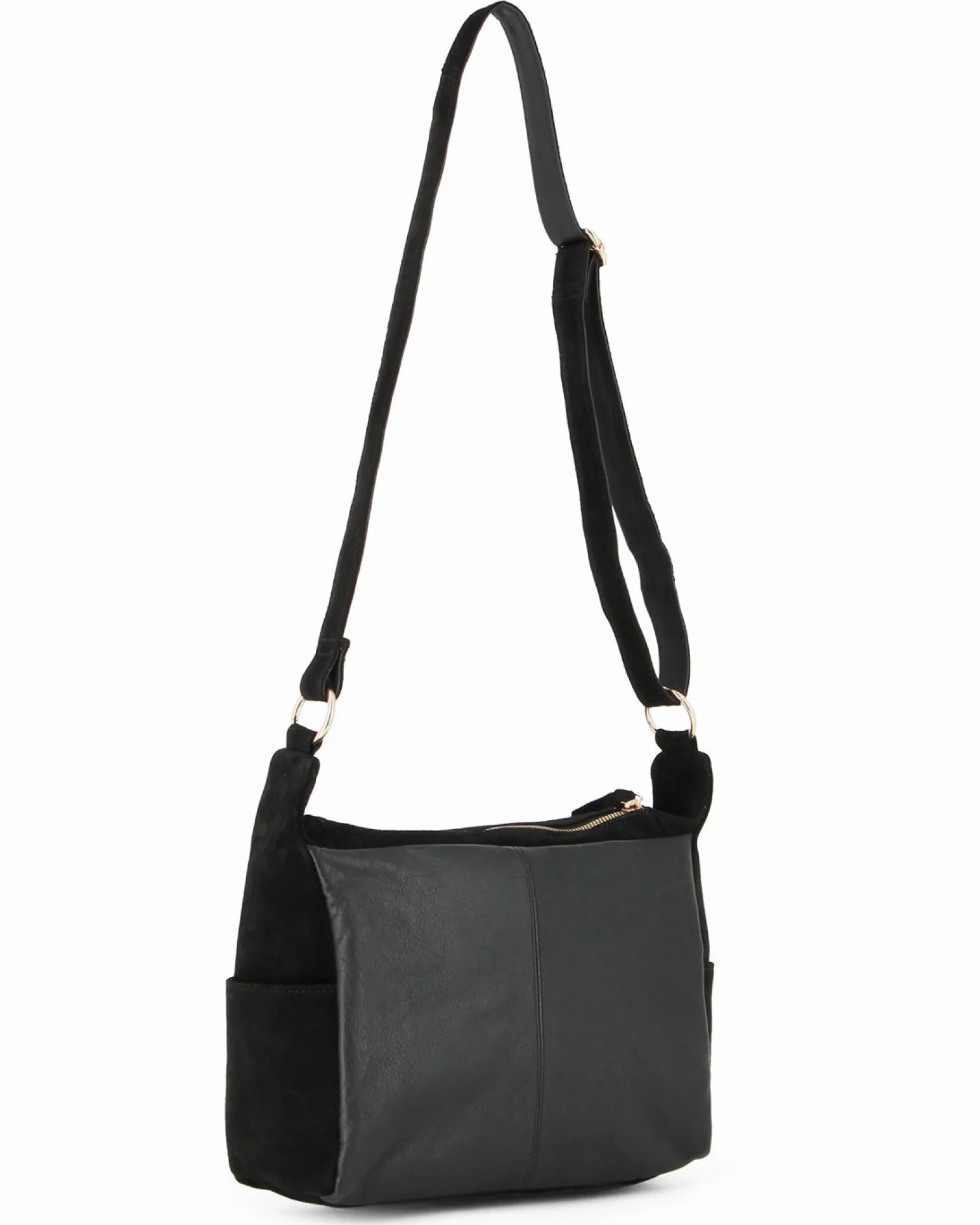CHESTER POLO ACADEMY - Tracolla nera scamosciata in VERA PELLE con tre tasche frontali