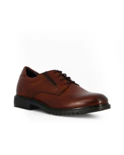 CLASS MAN - LINEA FLEX Scarpa marrone in VERA PELLE con lacci ed inserti elasticizzati