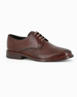 CLASS MAN - Scarpa marrone in VERA PELLE con lacci e motivo intreccio