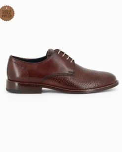 CLASS MAN - Scarpa marrone in VERA PELLE con lacci e motivo intreccio