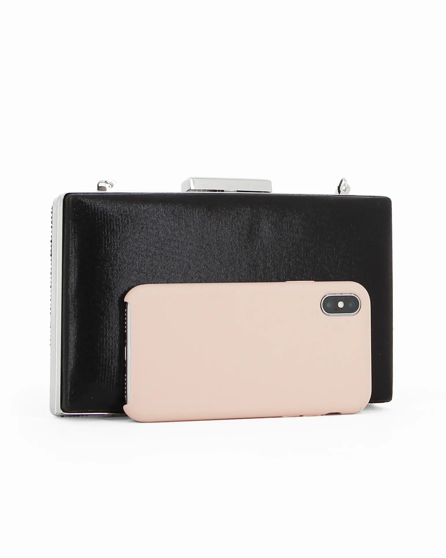 Clutch nera con strass e chiusura in metallo - DIVAS