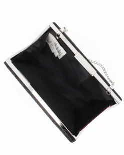 Clutch nera con strass e chiusura in metallo  - DIVAS