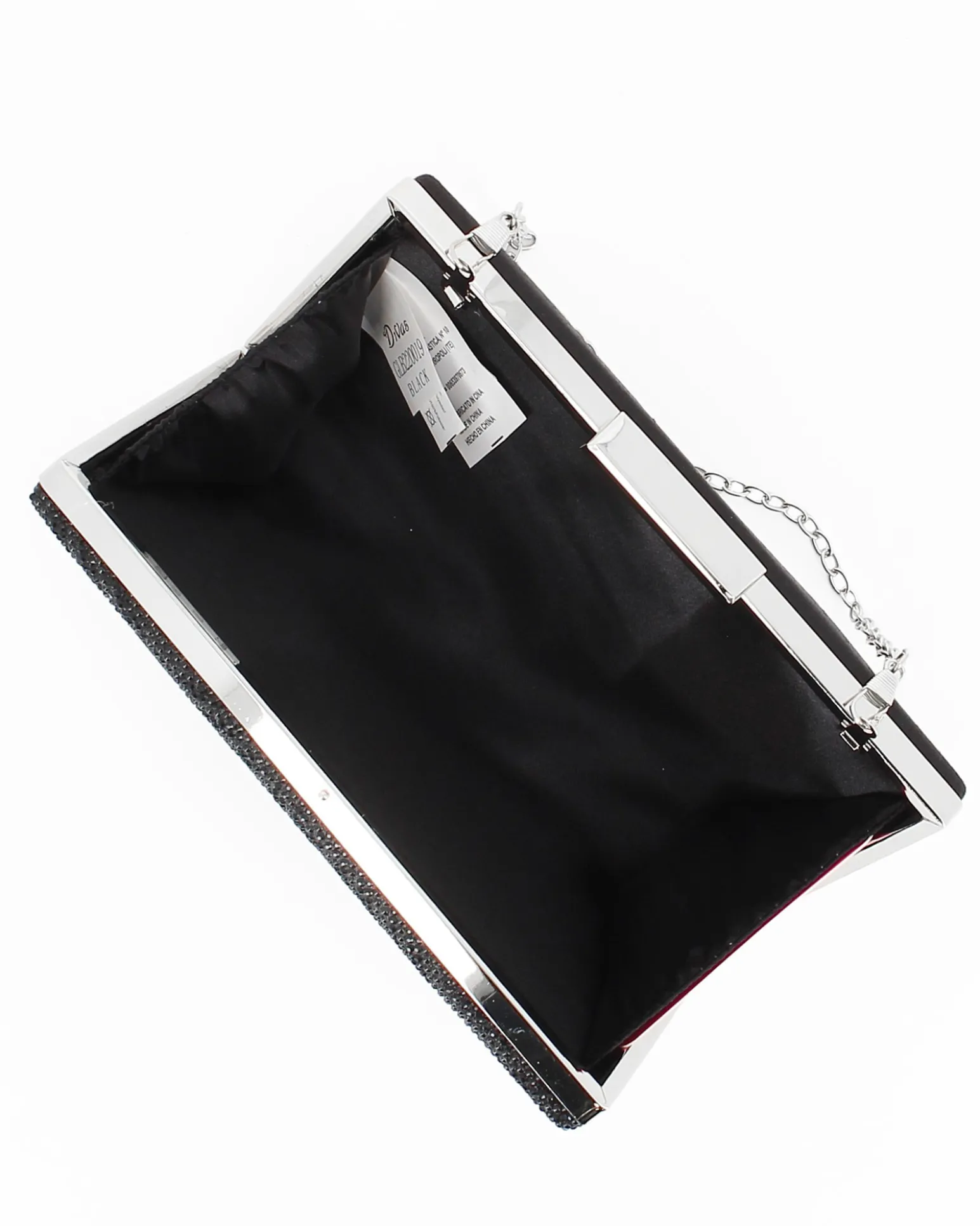 Clutch nera con strass e chiusura in metallo - DIVAS