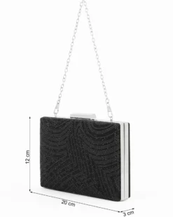 Clutch nera con strass e chiusura in metallo - DIVAS
